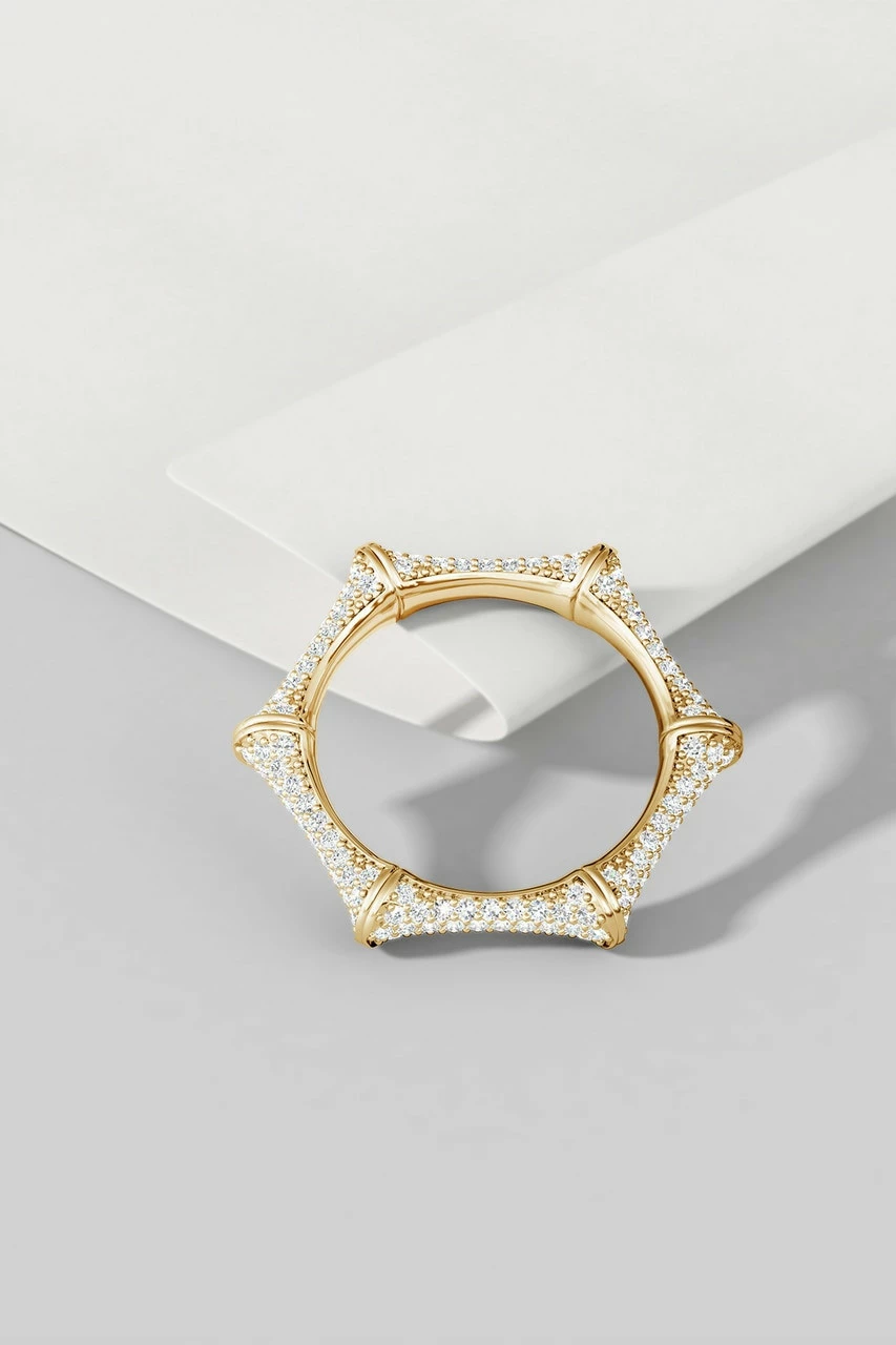 Indochine 14k Diamond Pave Bamboo Eternity Ring 5 Indochine 14k Diamond Pave Bamboo Eternity Ring - Image 5