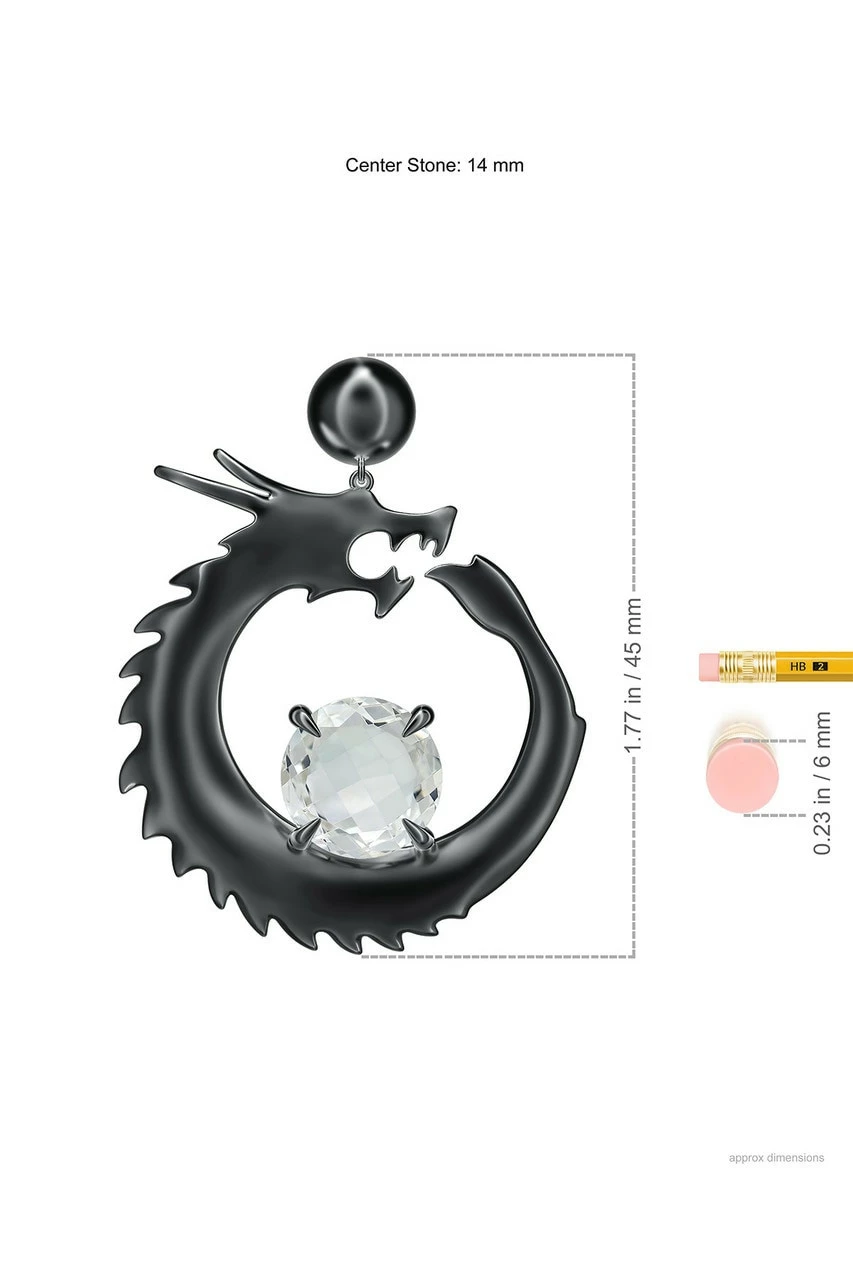 Dragon Midnight Silver And White Topaz Dangler Earrings 4 Dragon Midnight Silver And White Topaz Dangler Earrings - Image 4