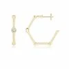 Indochine 14k Bamboo Hexagon Diamond Center Hoop Earrings