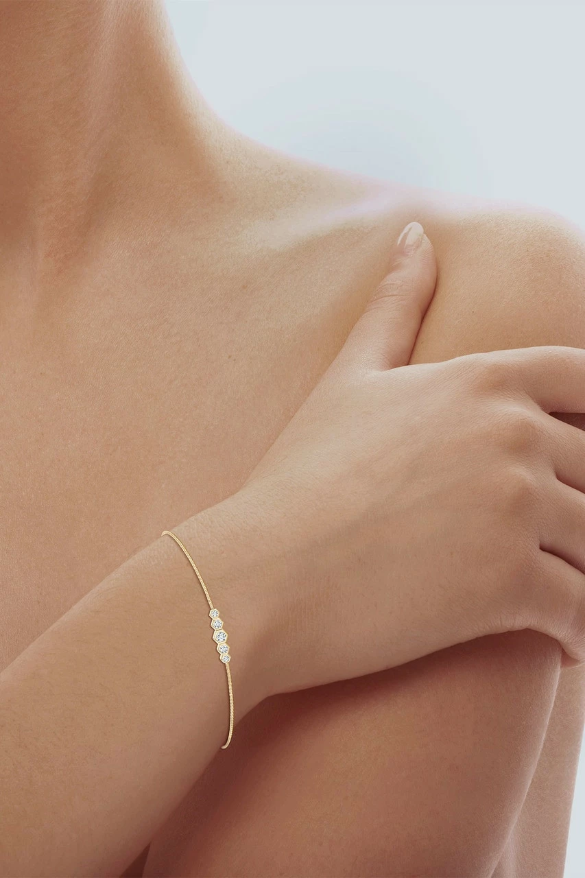 Indochine 14k Tapering Hexagon Diamond Bar Bracelet 3 Indochine 14k Tapering Hexagon Diamond Bar Bracelet - Image 3