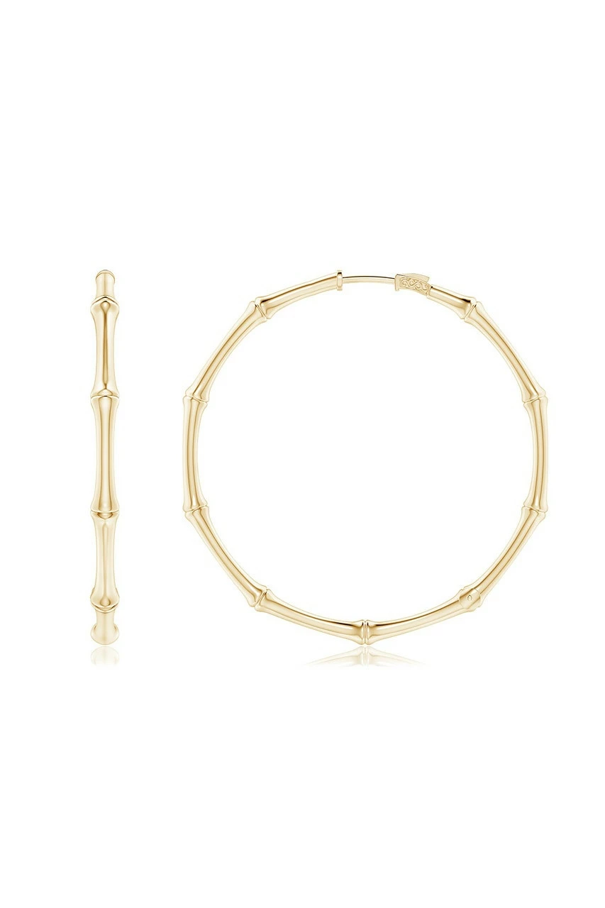Indochine 14k Medium Bamboo Full Circle Hoop Earrings 2 Indochine 14k Medium Bamboo Full Circle Hoop Earrings - Image 2
