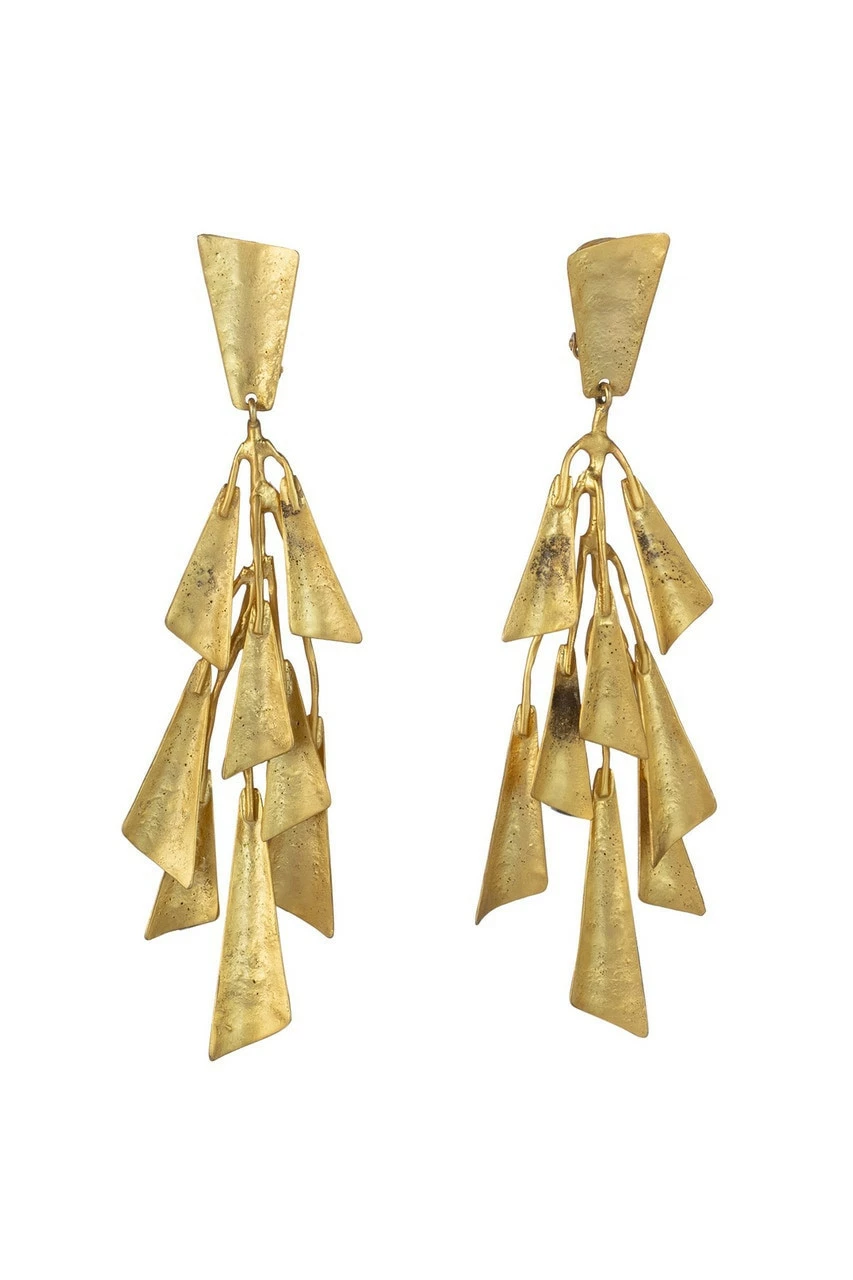 Goldplated Brass Fringe Clip Earrings 1 Goldplated Brass Fringe Clip Earrings