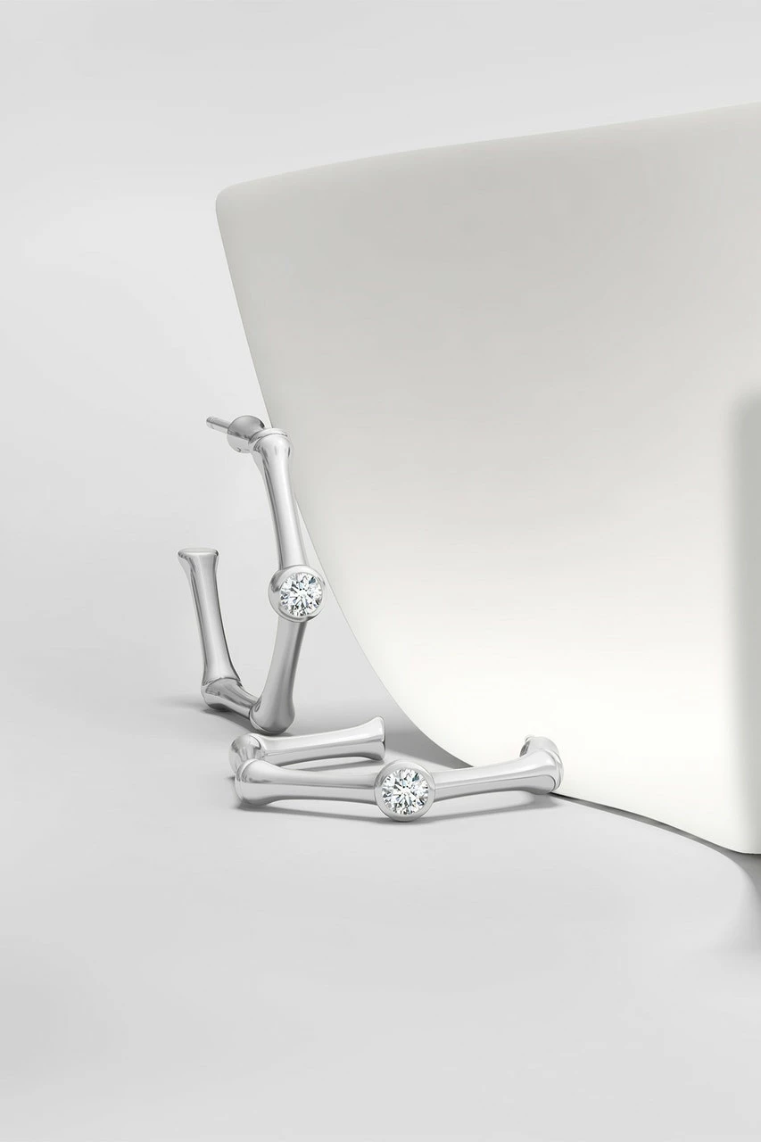 Indochine 14k Bamboo Hexagon Diamond Center Hoop Earrings 8 Indochine 14k Bamboo Hexagon Diamond Center Hoop Earrings - Image 8