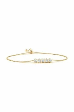Indochine 14k 5-Hexagon Diamond Bar Bolo Bracelet
