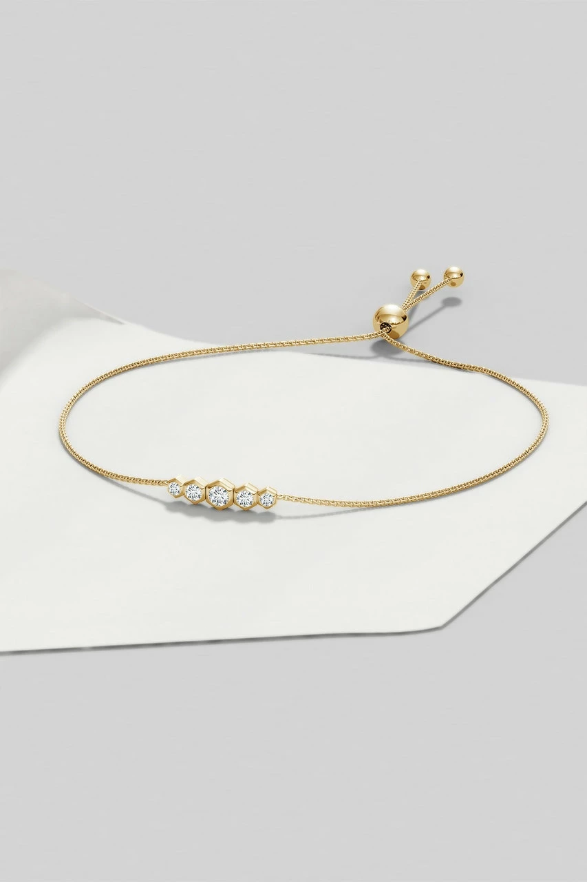 Indochine 14k Tapering Hexagon Diamond Bar Bracelet 4 Indochine 14k Tapering Hexagon Diamond Bar Bracelet - Image 4