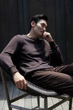 Bagani Brushed Fleece Side Zip Pullover Sweatshirt -Natori Sales Shop natori men fall 210231 76903.1659390308