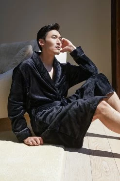 Kinhin Cozy Fleece Piped Collar Robe -Natori Sales Shop natori men fall 210802 10448.1634932753