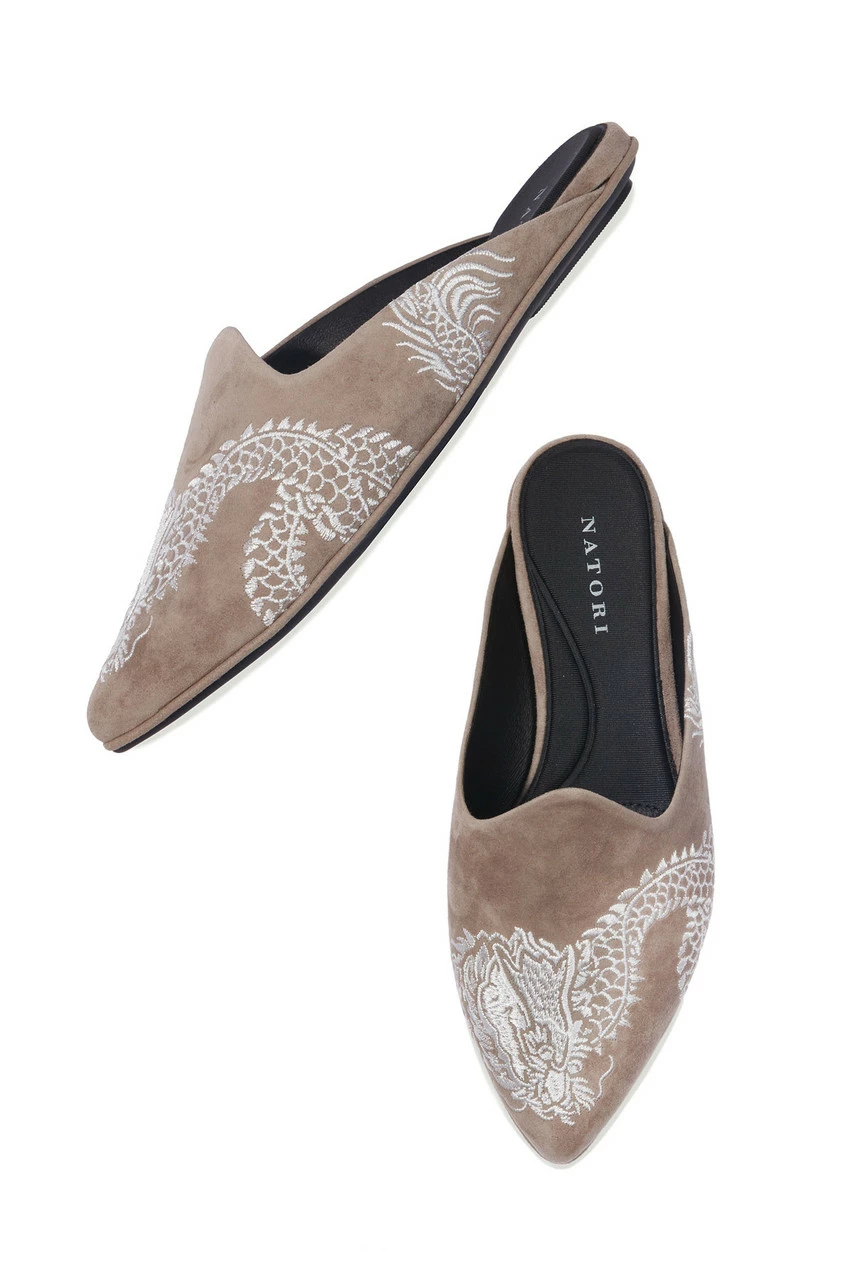 Image Suede Dragon Embroidery Slide 2 Image Suede Dragon Embroidery Slide - Image 2